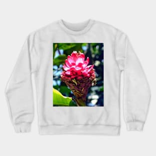 Pink Ginger Tropical Flower Plant Crewneck Sweatshirt